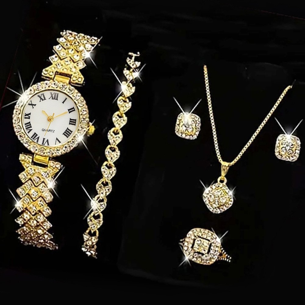 Jewels On Watches - 6PCS/Set Luxury Rhinestone Women Watches Fashion