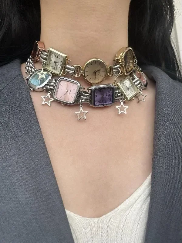 Jewelry Type Watches - Niche Stitched Watch Pendant Necklace Cyberpunk