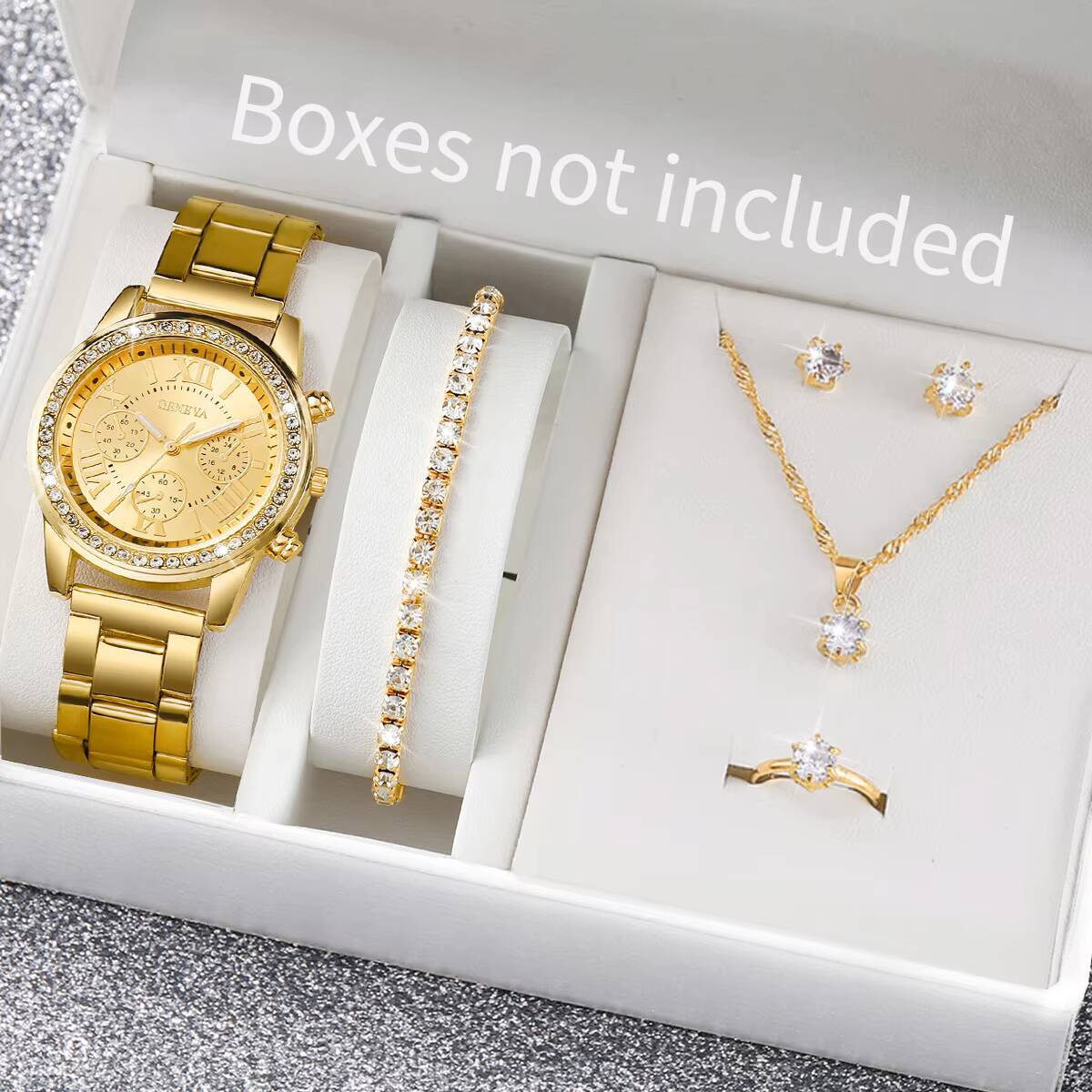 Jewels On Watches - 6PCS/Set Fashion Rhinestone Women Watches Analog