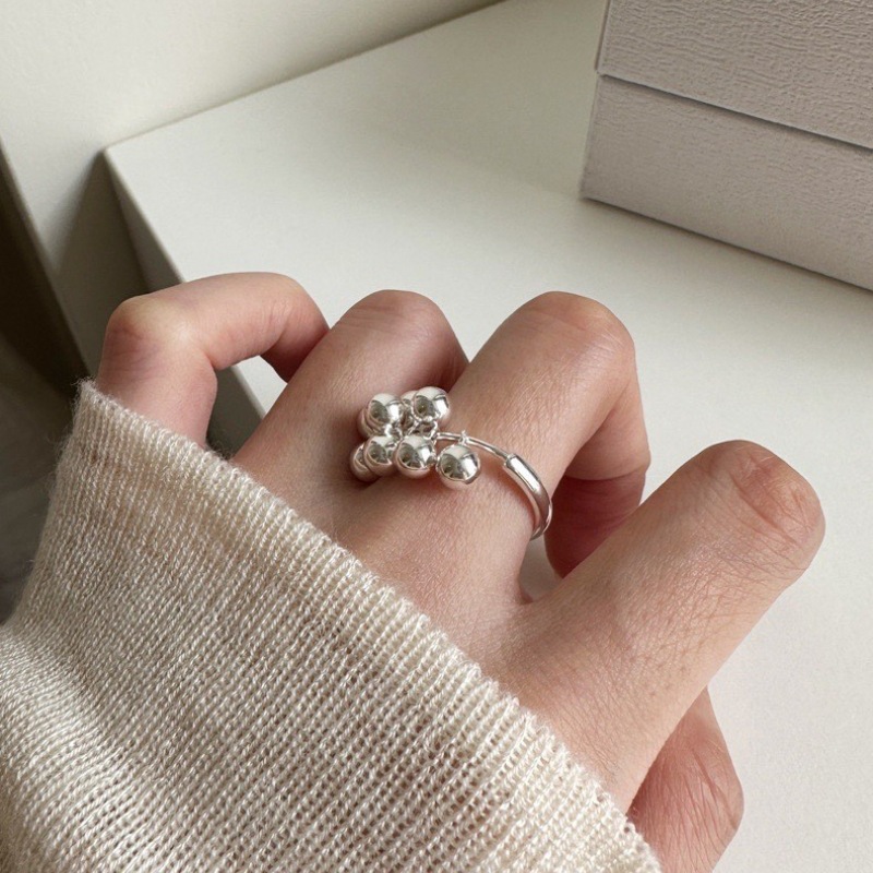 Couple Ring Set - 925 Sterling Silver Round Ball Engagement