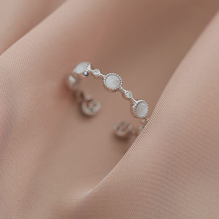 Statement Cocktail Ring - 925 Sterling Silver Round Crystal Adjustable