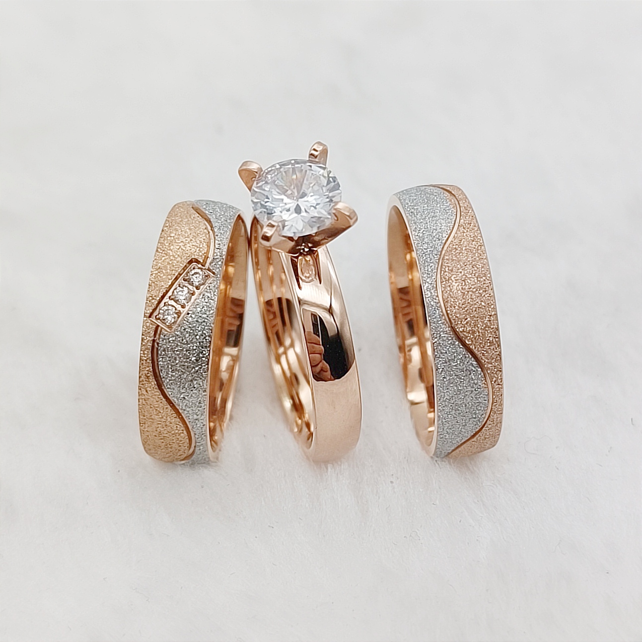 Couple Ring Set - Proposal 3pcs Marriage Promise Wedding Engagement