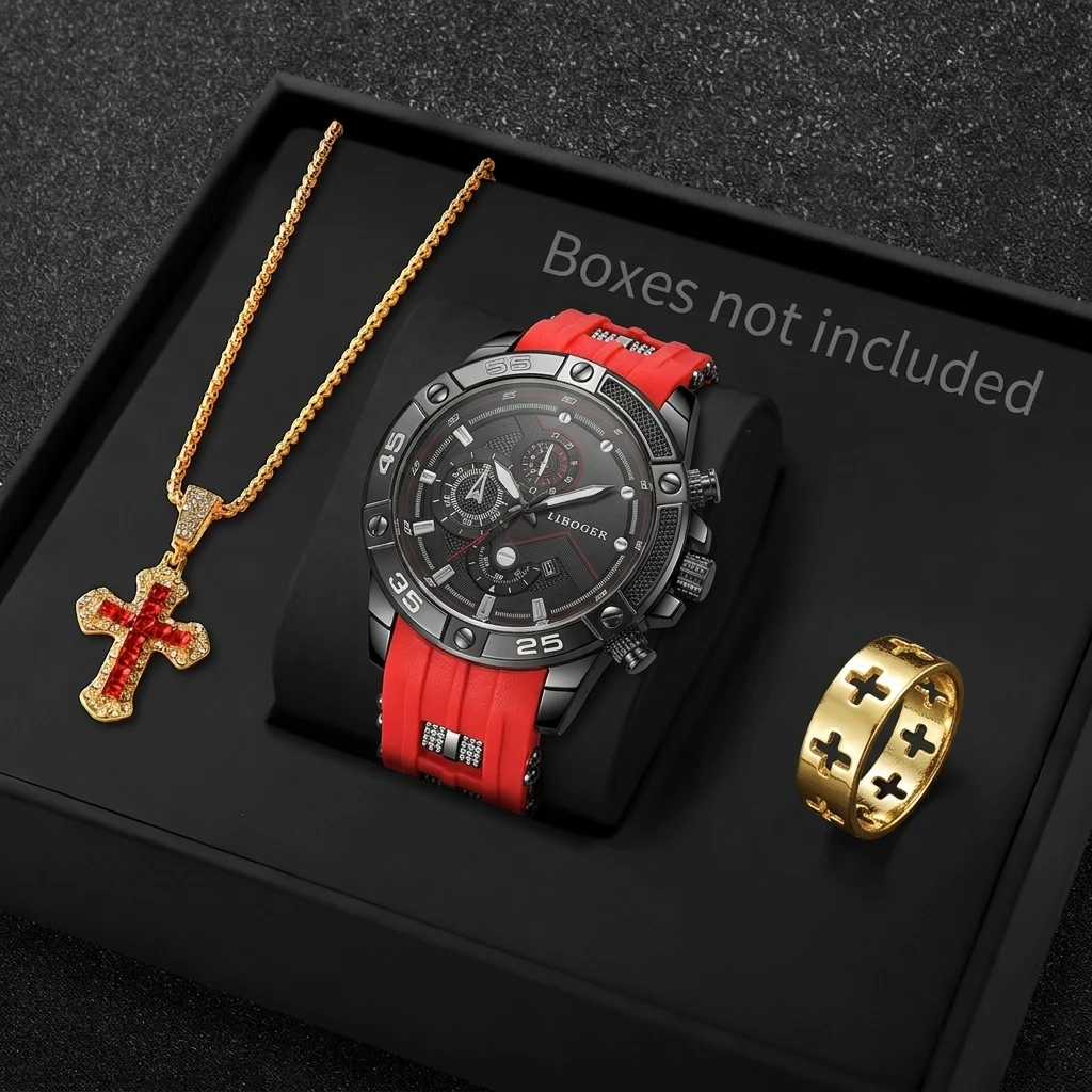 Jewelry Type Watches - 3PCS Fashion Male Sports Watch Cross