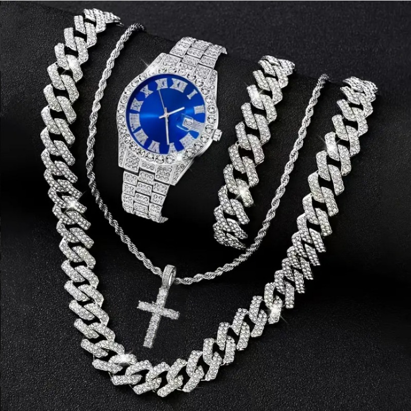3/4PCS Hip Hop Iced Out Men's  - Icebox Jewelry Watches review and price