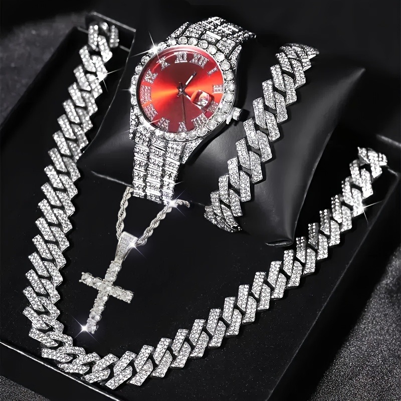 3/4PCS Hip Hop Iced Out Men's  - Icebox Jewelry Watches review and price