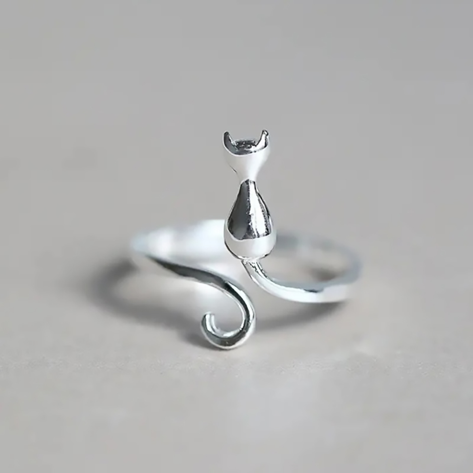 925 Sterling Silver Cat Ring f - Statement Cocktail Ring review and price