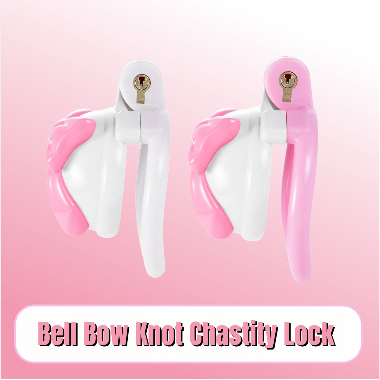 Pink Bowknot Resin Chastity Ca - Couple Ring Set review and price