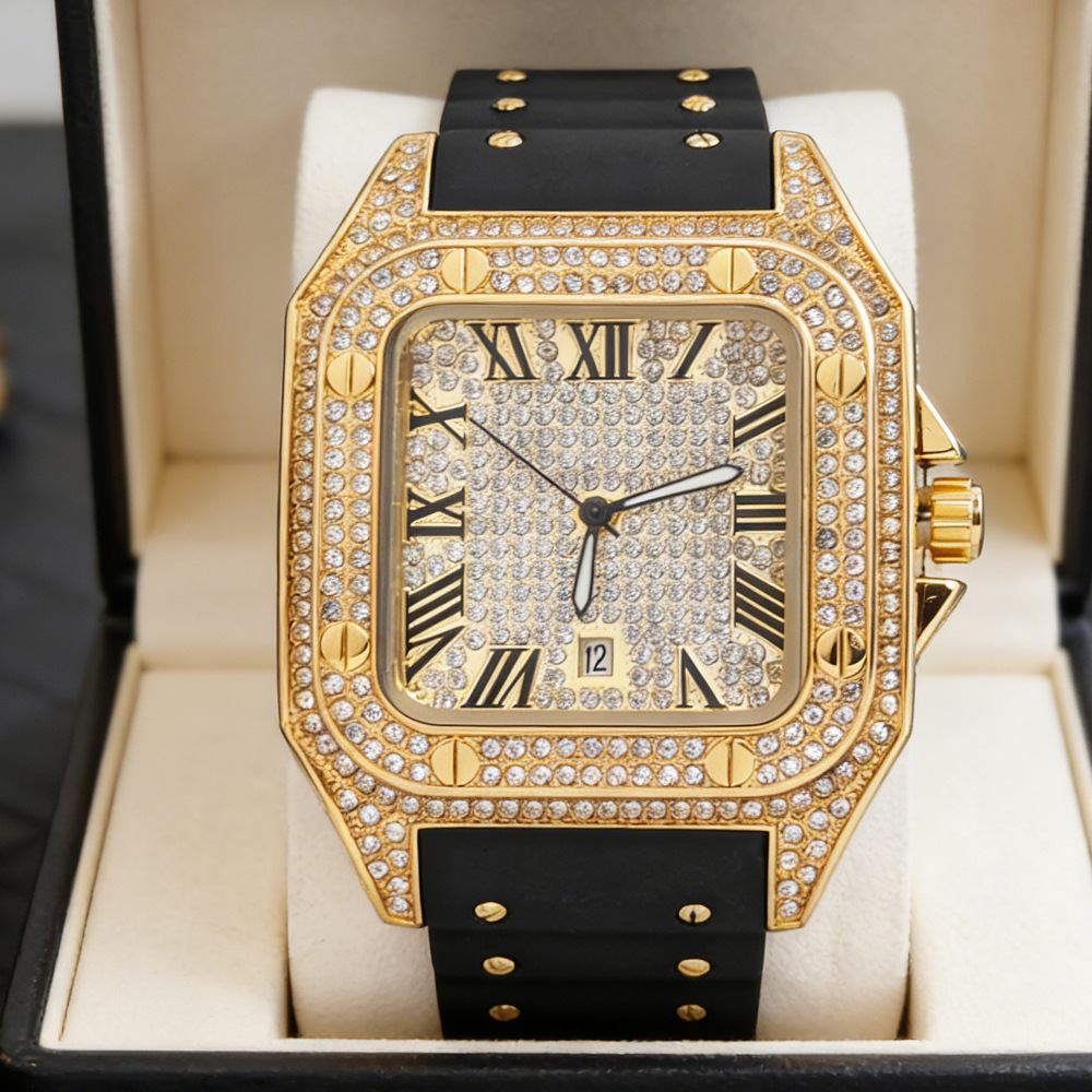 Hip Hop Iced Out Bling Square  - Jewelry Type Watches review and price