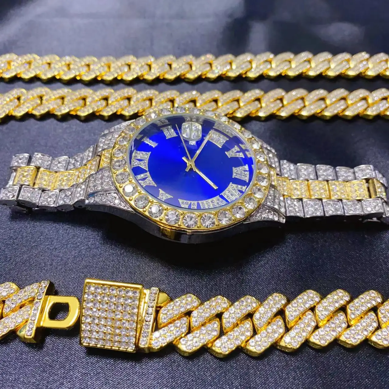 3PCS Hip Hop Calendar Watch Ne - Icebox Jewelry Watches review and price