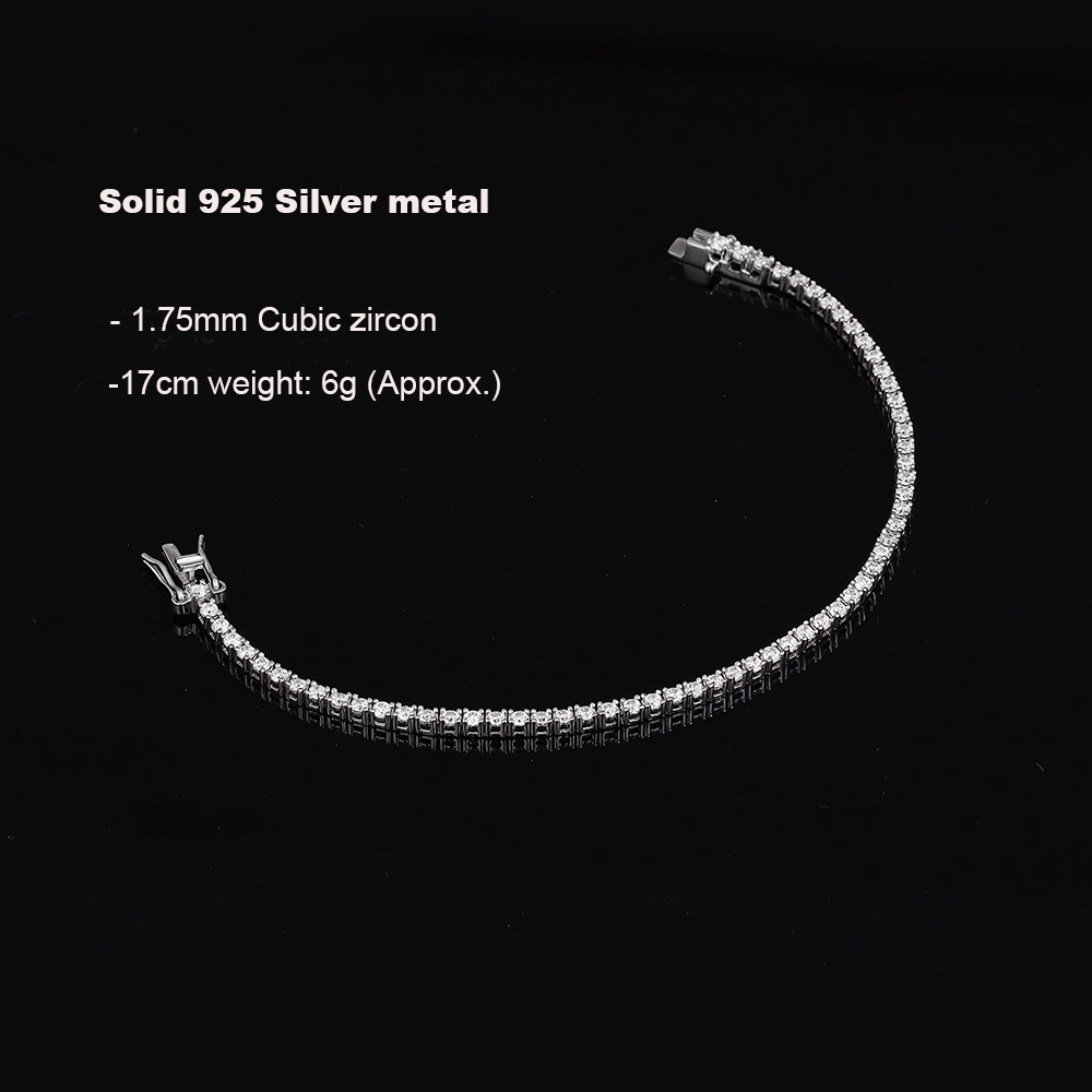 Real Silver 1.75mm/1.5mm White - Tennis Bracelet Cubic review and price