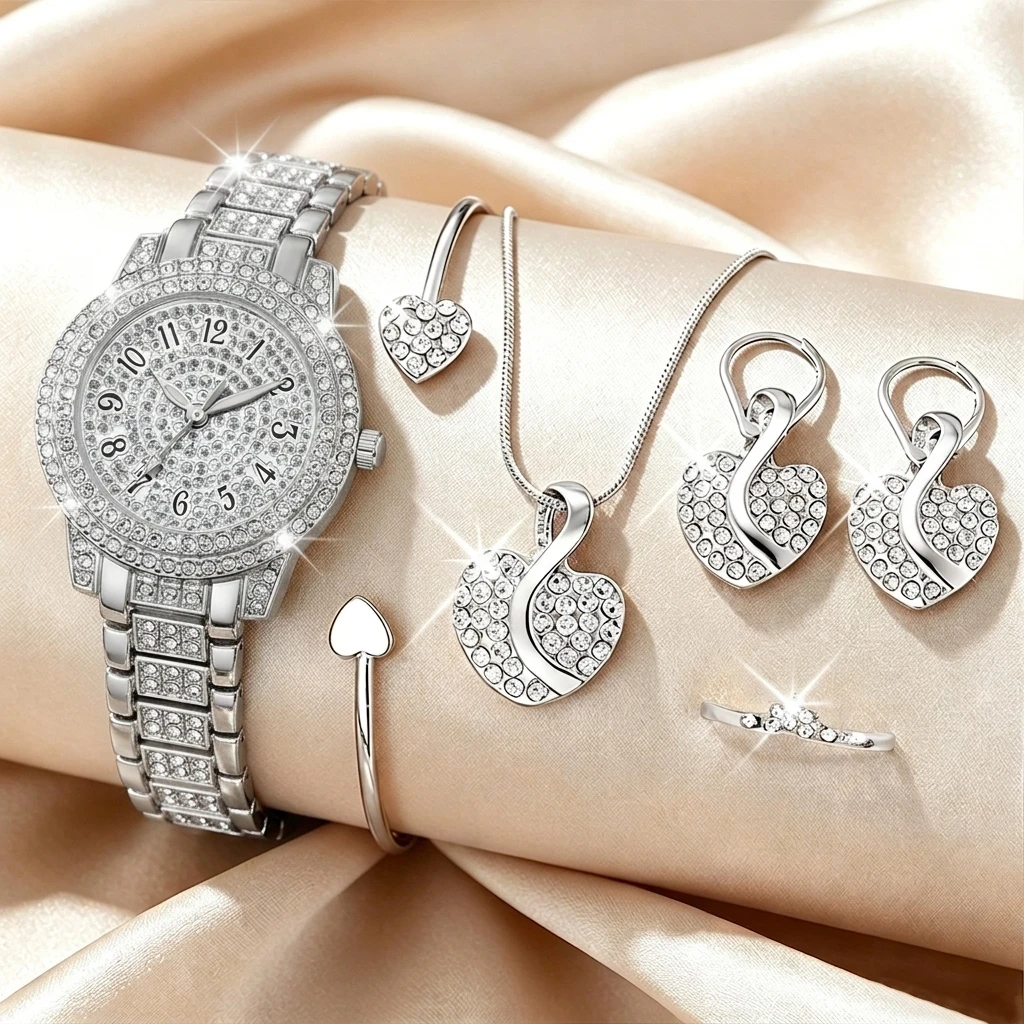 6PCS Fashion Rhinestone Women  - Jewels On Watches review and price