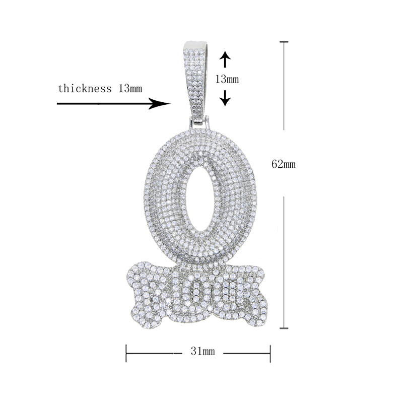 Iced Out Letter O Block Pendan - Tennis Bracelet Cubic review and price