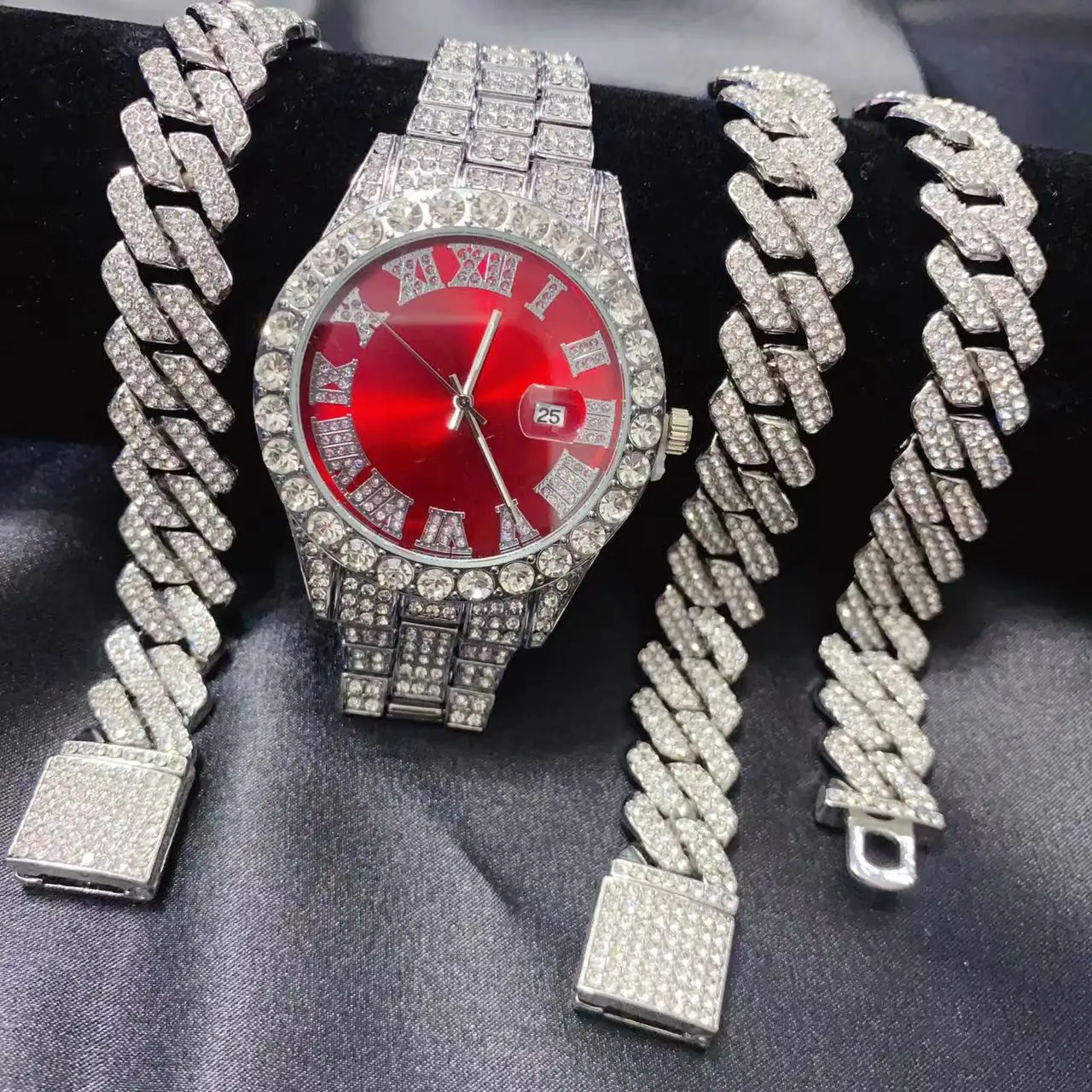 3PCS Hip Hop Calendar Luxury W - Icebox Jewelry Watches review and price