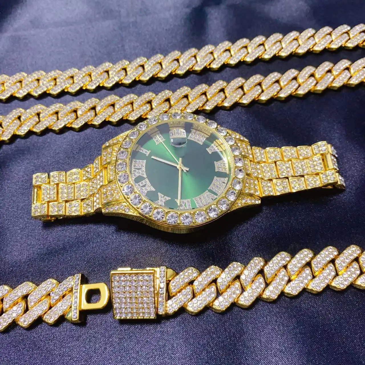 3PCS Hip Hop Calendar Luxury W - Icebox Jewelry Watches review and price
